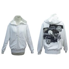 NOVO PULL CHANEL P63299 MOLETOM COM CAPUZ GRAFFITI COCO CAMBON M 50 Branco