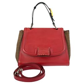 Fendi Silvana Leder-Canvas-Handtasche Rot