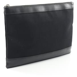 Balenciaga-Clutch Balenciaga em lona e couro navy Clip M-Preto