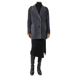Prada Grey two tone wool and angora -blend coat - size UK 4 Grey