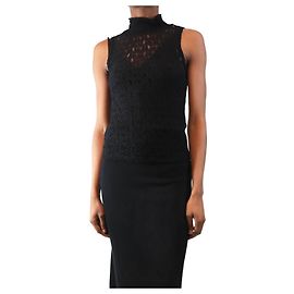 Frame Denim Top sin mangas de encaje elástico negro - talla S Negro