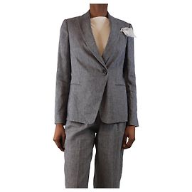 Brunello Cucinelli Blazer ajustado de lino gris - talla UK 6 Gris