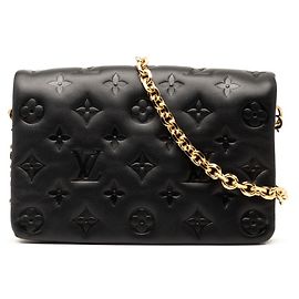 Borsa a spalla Pochette Coussin con catena in Monogramma embossato Louis Vuitton Nero