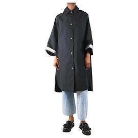 Yves Salomon Imperméable noir à manches courtes - taille UK 6 Noir