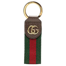 Chaveiro de lona e couro transparente Gucci Ophidia Bronze