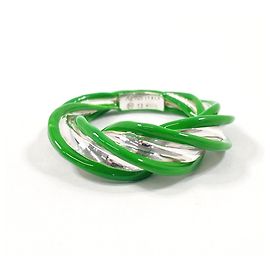 Bottega Veneta grüner Emaille-Bandring Silber Grün