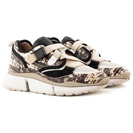 CHLOÉ - Sneakers Sonnie Chloé en cuir motif python (T36) Noir