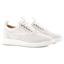 HERMÈS - Azur Sneakers in canvas and off-white suede (Size 39.5) White