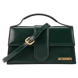 Jacquemus-JACQUEMUS - Le Grand Bambino Shoulder Bag in Glossy Green Leather-Green