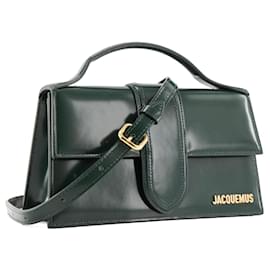 Jacquemus-JACQUEMUS - Le Grand Bambino Shoulder Bag in Glossy Green Leather-Green