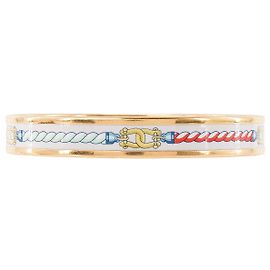 HERMÈS - Bracelet jonc 60 cordages émail Doré