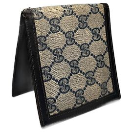 Vintage Gucci Monogram Flapable Ophidia Wallet Grey Navy Grey