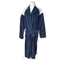 Vintage Dior Men’s Bathrobe Navy White L Navy blue