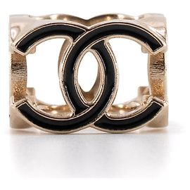 CHANEL - Anel Cube CC Chanel em metal dourado (T54) Dourado