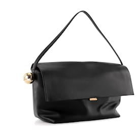 Jacquemus-JACQUEMUS - Sac à épaule Le grand Rond Carré Jacquemus en cuir noir-Black