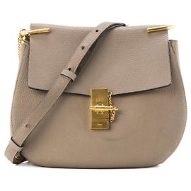 CHLOÉ - Bolsa de Ombro Drew em Couro Texturizado Taupe Bege