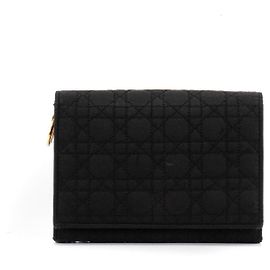 DIOR - Cartera Dior de lona cannage negra vintage Negro