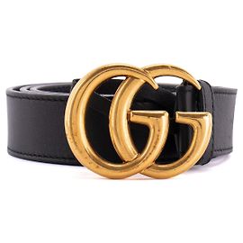 GUCCI - GG Marmont Black Leather Belt (T80) Black