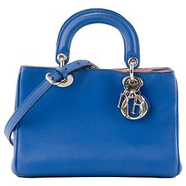 DIOR - Bolsa de Ombro Diorissimo em Couro Texturizado Azul Azul
