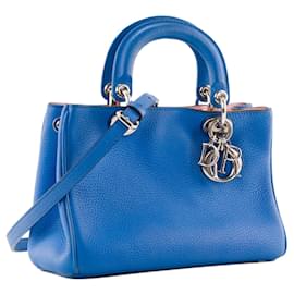Dior-DIOR - Diorissimo Shoulder Bag in Blue Grained Leather-Blue