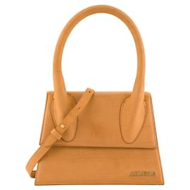 Jacquemus-JACQUEMUS - Le Grand Chiquito Shoulder Bag in Brown Crocodile Embossed Leather-Brown