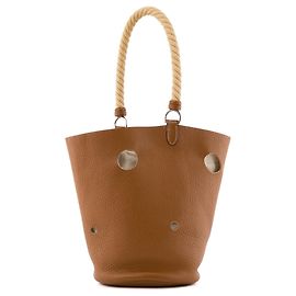 HERMÈS - Bolsa de Ombro Mangeoire Hermès em Couro Clemence Taurillon Dourado Marrom
