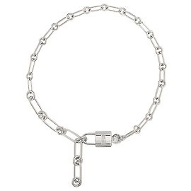 HERMÈS - Pulseira Kelly Cadenas de volta dupla Hermès em prata Prata