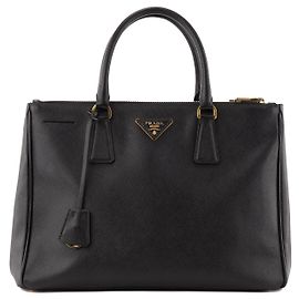 PRADA - Galleria Prada black grained leather handbag Black