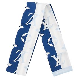 LOUIS VUITTON - Banda de seda Parasol Louis Vuitton en seda azul y blanca Azul