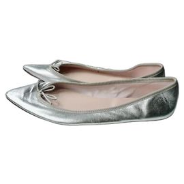 REPETTO Silver leather pointed ballerinas size 41 New condition Silvery