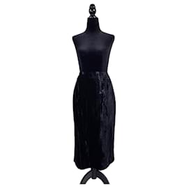 Yves Saint Laurent Jupe en velours noir YSL Variation 1999, jupe vintage noire Noir