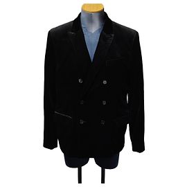 The Kooples Samt Blazer Jacke Schwarz Schwarz