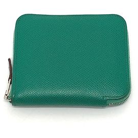 Hermès HERMES Azap Compact Silkin Round Wallet Green