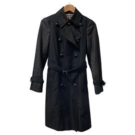Autre Marque Aquascutum Mixed Material Double Breasted Trench Coat Black