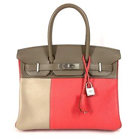 Sac Tote Hermès Birkin 30 Marron Rose Autre Taupe