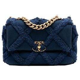 Chanel Blu Medio Tela e Cotone 19 Flap Blu