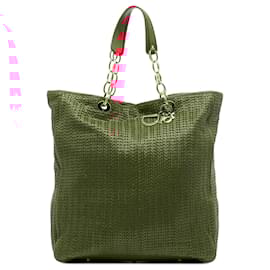 Dior-Dior Red Large Woven Lambskin Lady Dior Soft Shopping Tote-Red