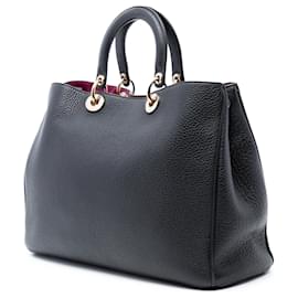 Dior-Dior Black Large Pebbled Calfskin Diorissimo Satchel-Black