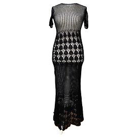 Nili Lotan Yoko Robe-pull longue en coton noir Noir