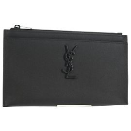 Pochette en cuir à zip Monogram classique Saint Laurent Medium Noir