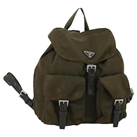 Prada Double Front Pocket Backpack Tessuto Medium Khaki