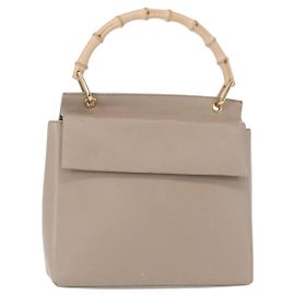 Bolso vintage Gucci de cuero con asa de bambú - Pequeño Beige