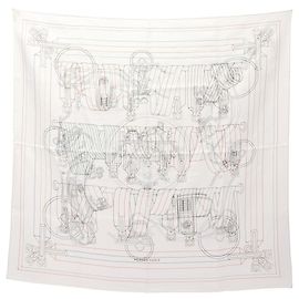 Pañuelo Hermès Carré 90 Ex-Libris Blode Sangle 25SS de Seda Blanco Multicolor Blanco Multicolor