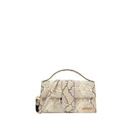 Jacquemus Le Grand Bambino Bolsa com Aba em Pele de Python Bege