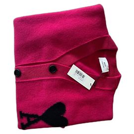 Cardigan de lã Ami Paris rosa e preto Rosa
