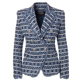 Blazer in Tweed Balmain FR 38 Blu
