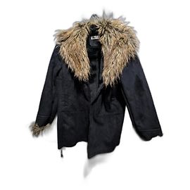 Balmain faux fur coat size 42 like new Black Golden