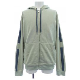 Hermès Hermes Baumwoll-Kapuzenpullover Blau Grün Marineblau