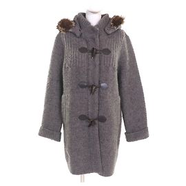 Autre Marque FOXEY Fox fur hooded wool coat Brown