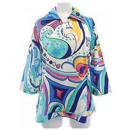LEONARD SPORT Top Weiß Blau Grün